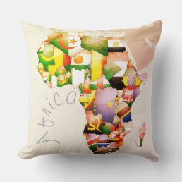 Continent of Africa Beautiful Mama Africa Colorful Throw Pillow