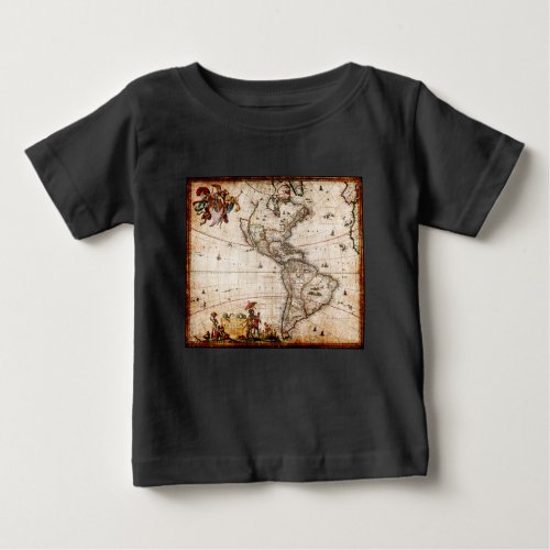 Continent of America Old Map Baby T_Shirt
