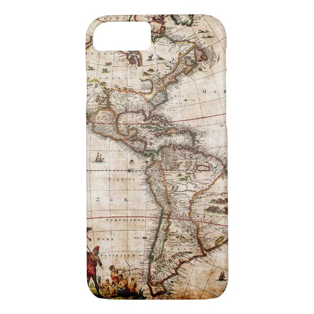 Continent of America Old Map Case-Mate iPhone Case (Back)