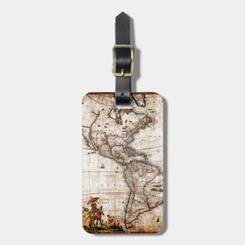 Continent of America Old Map Luggage Tag