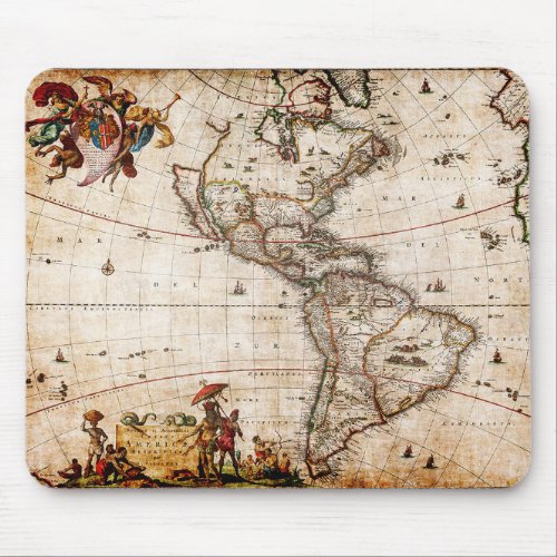 Continent of America Old Map Mouse Pad