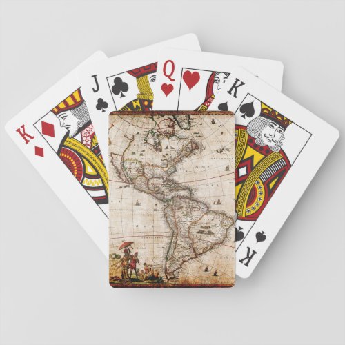 Continent of America Old Map Poker Cards