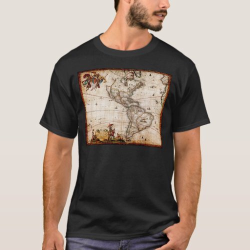 Continent of America Old Map T_Shirt