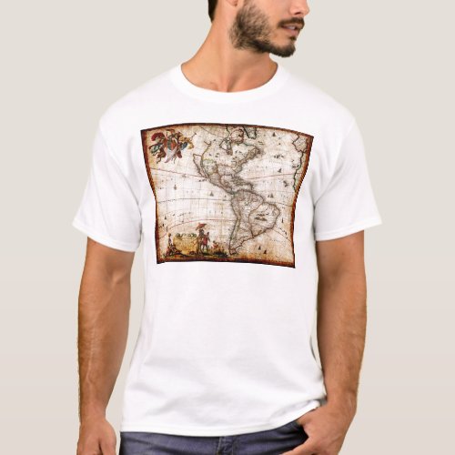 Continent of America Old Map T_Shirt