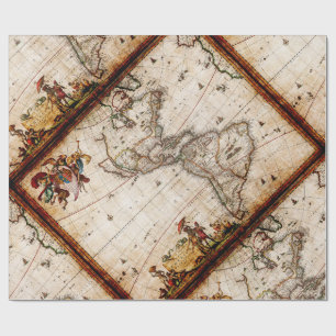 Continent of America Old Map Wrapping Paper