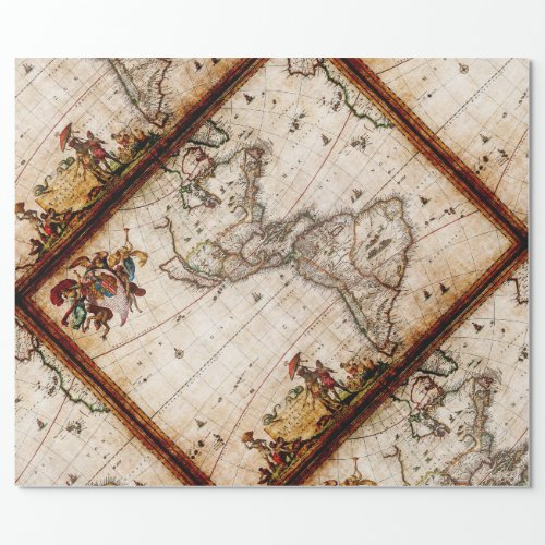 Continent of America Old Map Wrapping Paper