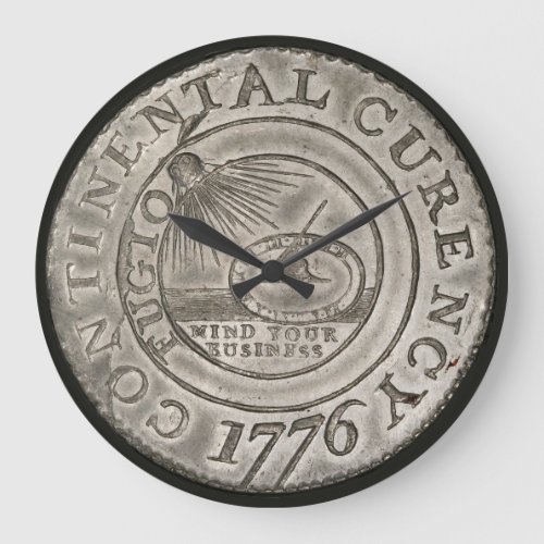 Continental Currency 1776 Coin Benjamin Franklin Large Clock