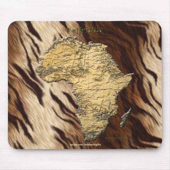 Continental Map of Africa on Faux Fur Background Mouse Pad (Front)