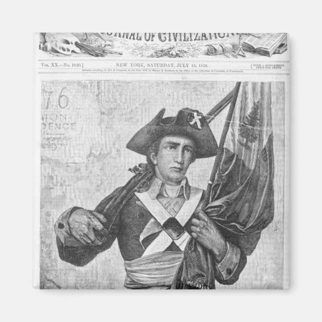 Continental Soldier holding a musket flag Magnet (Front)