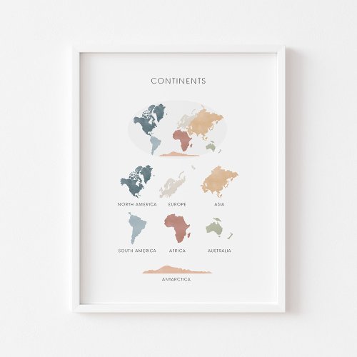 Continents boho educational poster