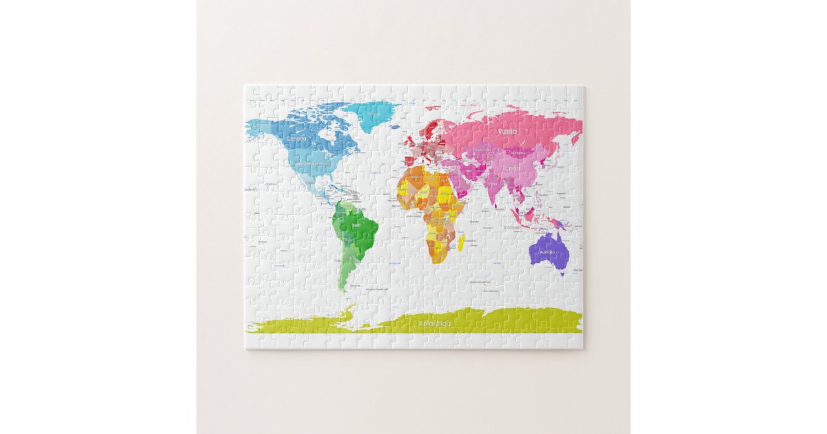 Continents World Map Jigsaw Puzzle Zazzle