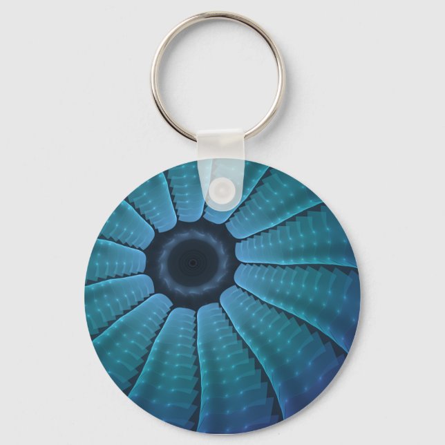 Continuity Flux Blue Futuristic Abstract Keychain (Front)