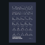 Continuous Distributions Poster Dark<br><div class="desc">An elegant visualization of 30 of the most popular families of continuous distributions. Where relevant,  parameters have been varied to illustrate the range of shapes of each distribution. The perfect gift for maths teachers and students alike,  or for anyone with an interest in mathematics.</div>