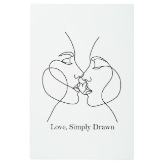 Continuous Line Art Kiss: Abstract Love Connection