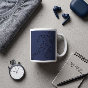 Continuous Line Art Sprinter Running Coffee Mug