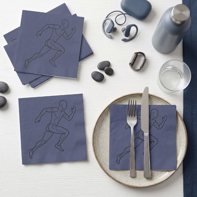 Continuous Line Art Sprinter Running Napkins (Creator Uploaded)