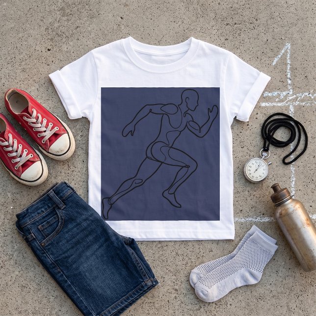 Continuous Line Art Sprinter Running T-Shirt (Creator Uploaded)