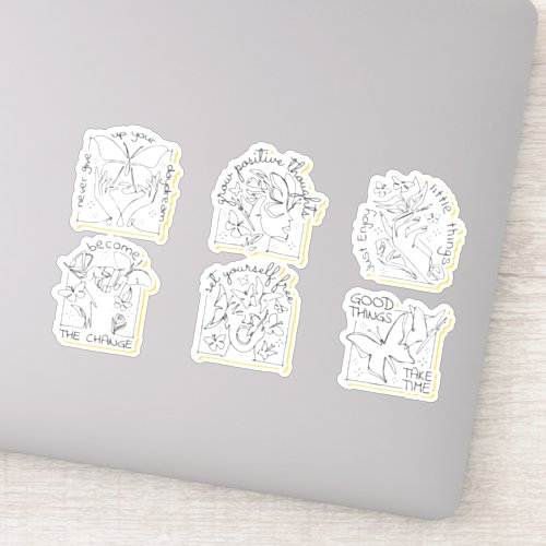 CONTINUOUS LINE BUTTERFLIES STICKERS SET 