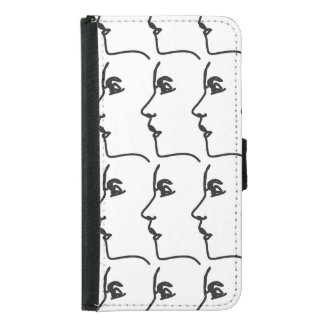 Continuous line, face profiles, artistic illustrat samsung galaxy s5 wallet case