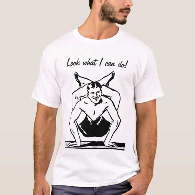 Contortionist Man Retro T Shirt (Front)