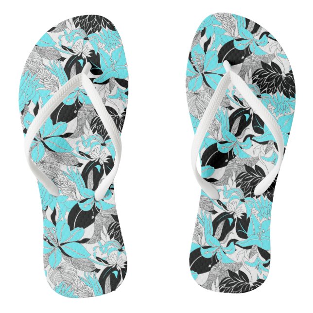 Contour Hawaii Tropical Lily and Protea Floral Flip Flops (Footbed)