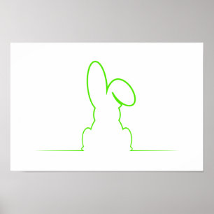 Contour of a hare light green poster