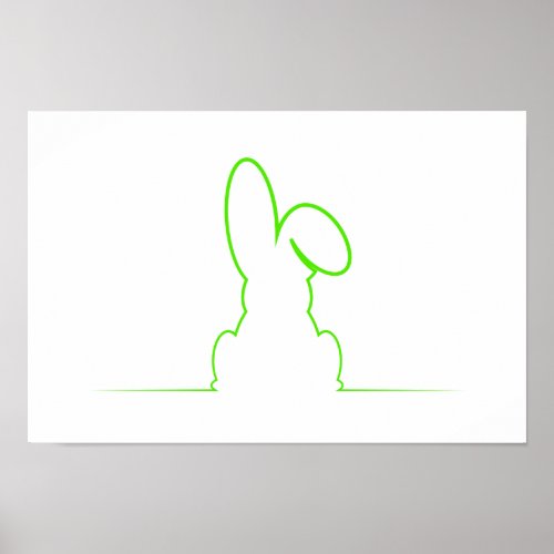 Contour of a hare light green poster