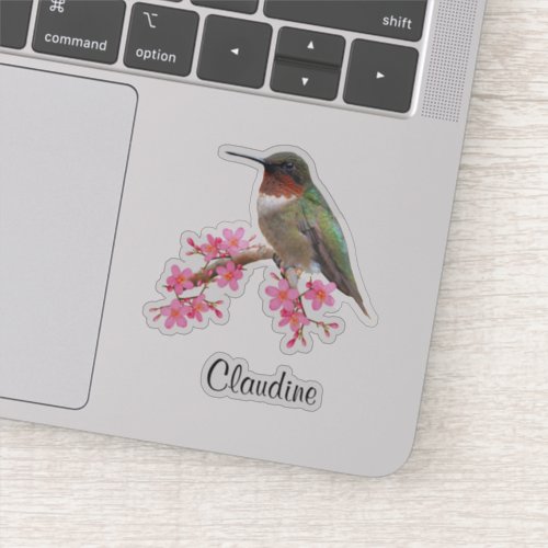 Contour Pink Flowers  Hummingbird Vinyl Stickers