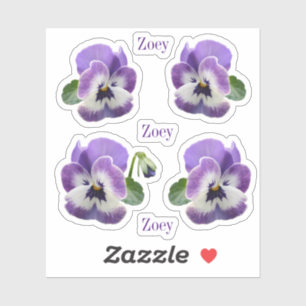 Contour Purple Pansies Vinyl Stickers
