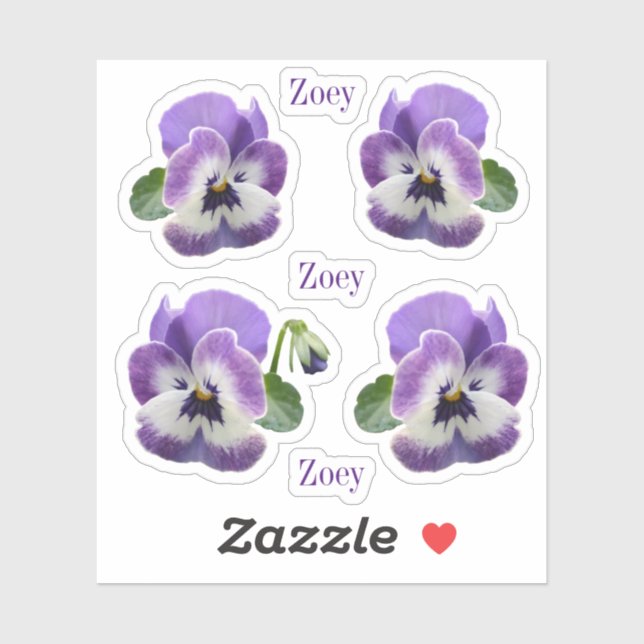 Contour Purple Pansies Vinyl Stickers (Sheet)