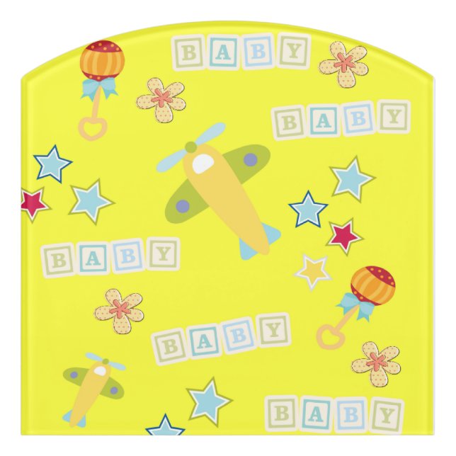 Contour Room Sign Baby Airplane Yellow (Contour Front)