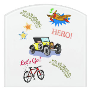 Contour Room Sign Hero Bicycle Car Airplane