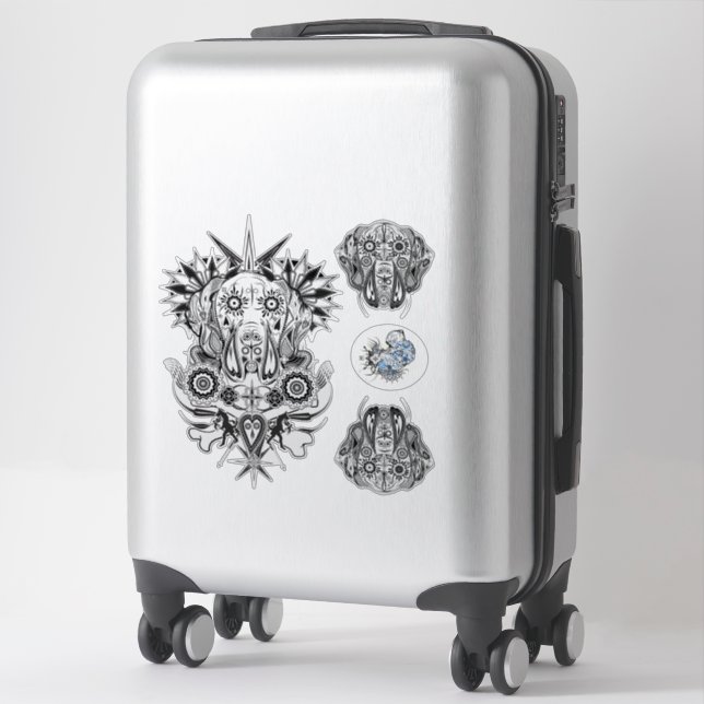 Contour Sticker Great Dane Tattoo Style (Suitcase)