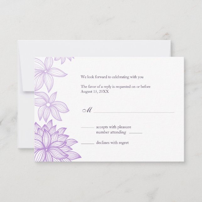 Contoured Bloom Lilac Reply Card (Front)