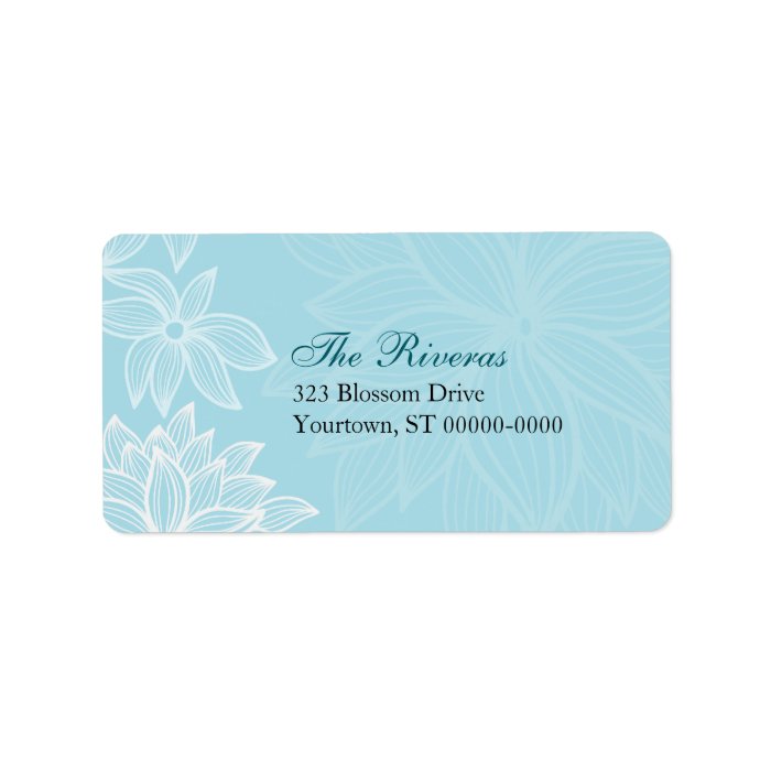 Contoured Bloom Sapphire Wedding Address Label