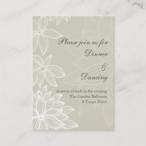 Contoured Bloom Taupe Reception Card Business Card Templates