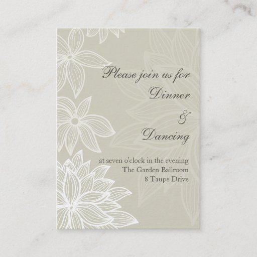 Customizable Contoured Bloom Taupe Reception Card Business Card Templates