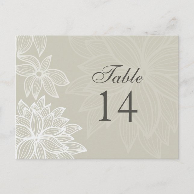 Contoured Bloom Taupe Table Number Card (Front)