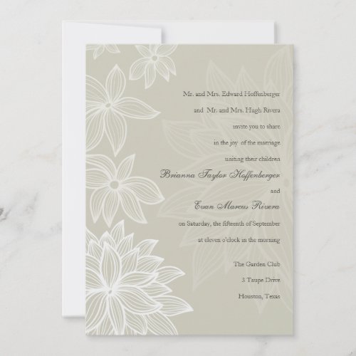 Contoured Bloom Taupe Wedding Invitation