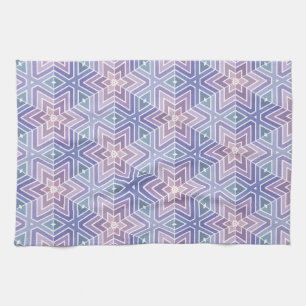 Contoured Lavender Geometric Star Maze Pattern Kitchen Towel