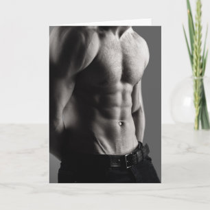 Contours in Gray Hot Guy Greetings Card