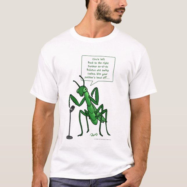 Contra Dance Praying Mantis Caller T-Shirt (Front)
