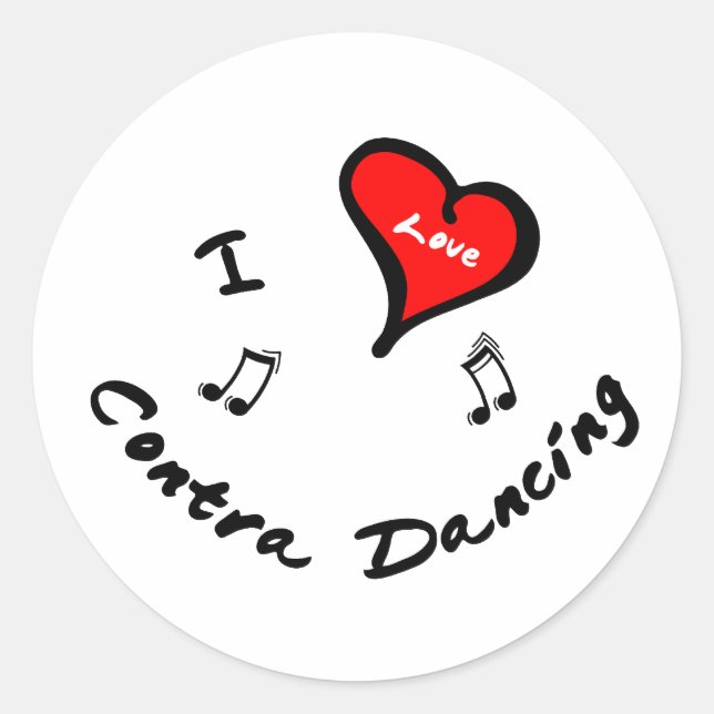 Contra Dancing Items - I Heart Contra Dancing Classic Round Sticker (Front)