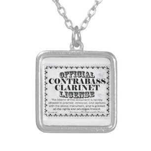 Contrabass Clarinet License Silver Plated Necklace