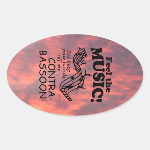 Contrabassoon Feel The Music Oval Sticker