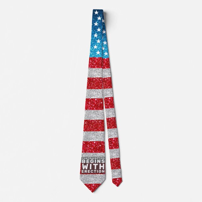 Contraception Begins at Erection Hands Off Women Neck Tie (Front)