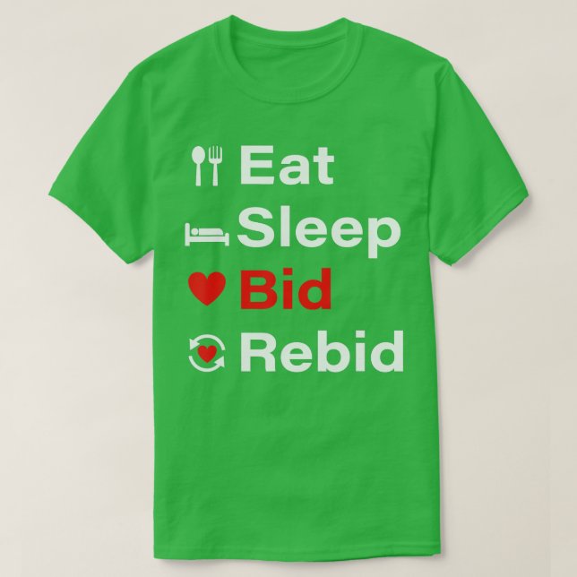 Contract Bridge Bidding Duplicate Card Game Player T-Shirt (Design Front)