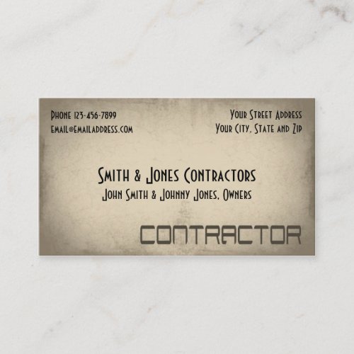 Contractor Construction Business Card