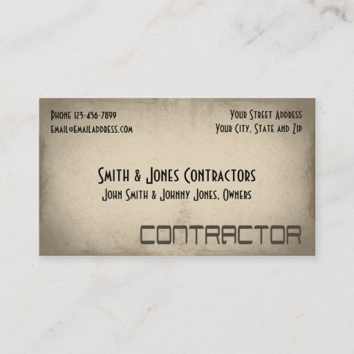 Customizable Contractor Construction Business Card