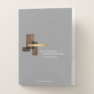 Contractor Construction Business Logo Gray Pocket Folder